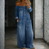Chelsea - long sleeve off the shoulder jumpsuit — view 1