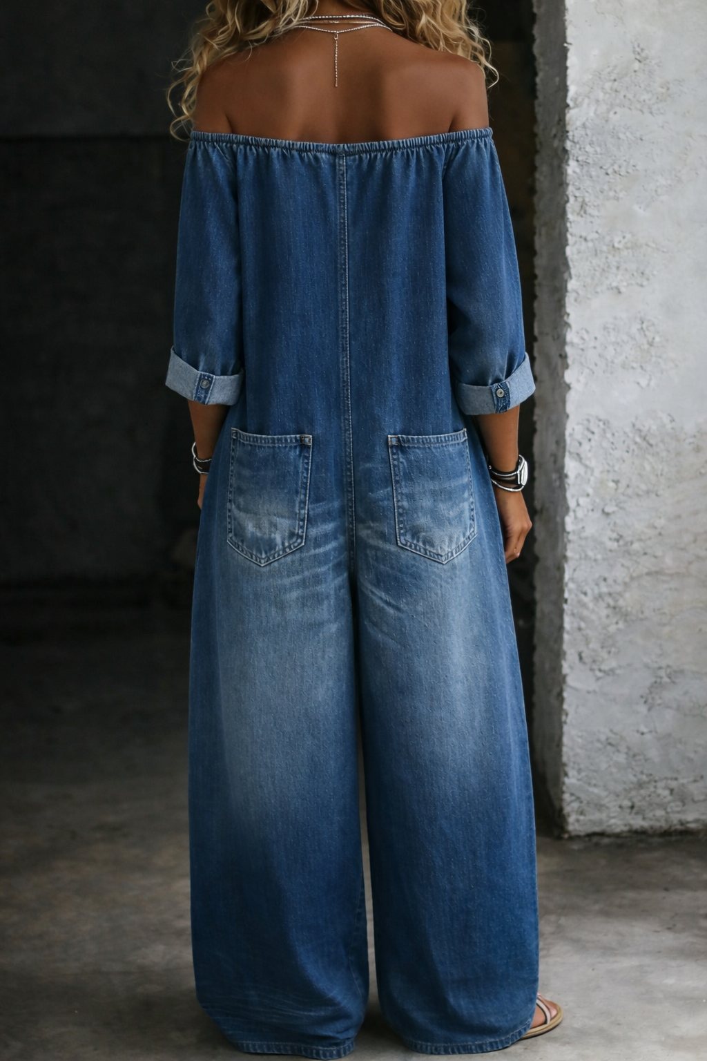Chelsea - long sleeve off the shoulder jumpsuit — view 3