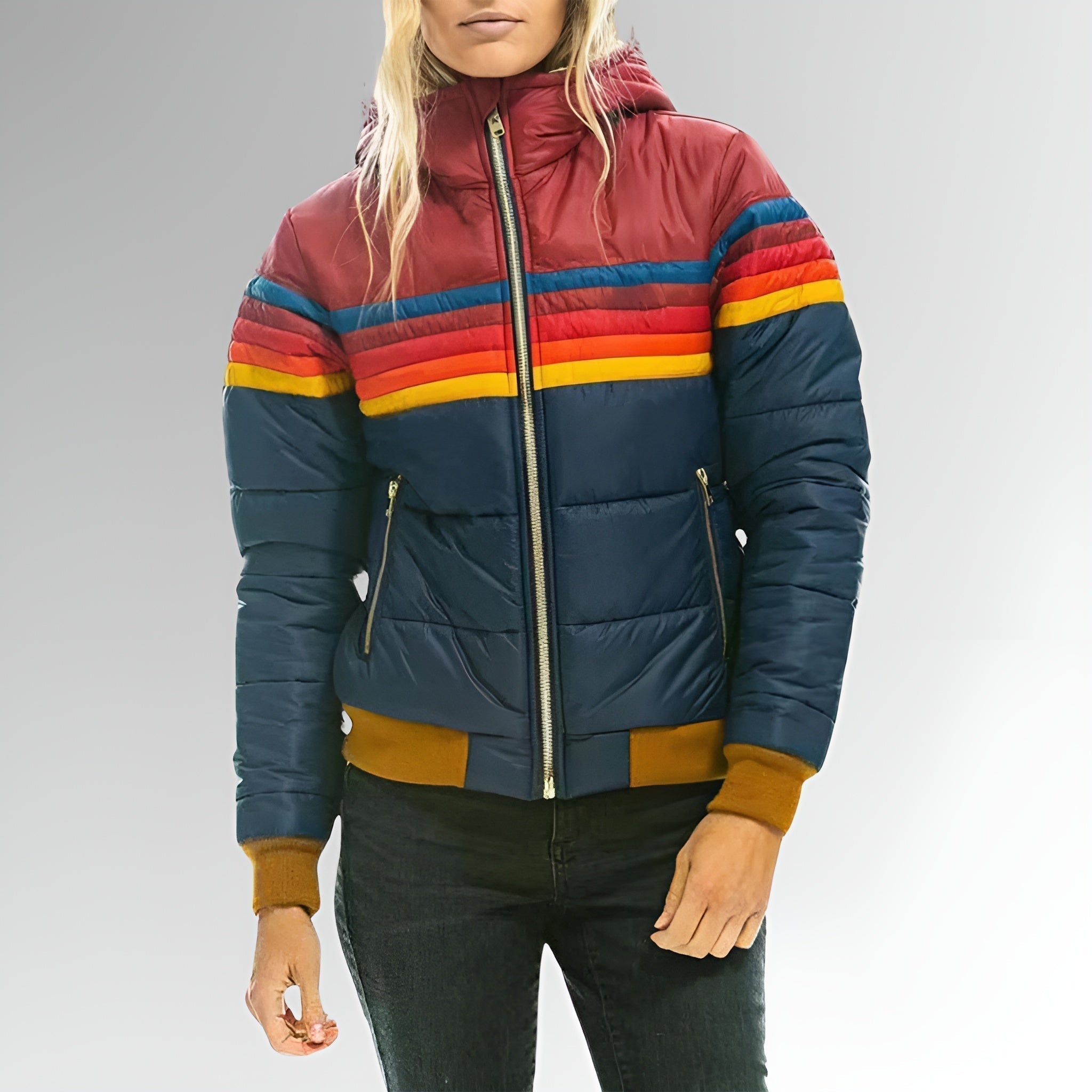 Chloe - Zip Up Jacket With Rainbow Stripes — view 2