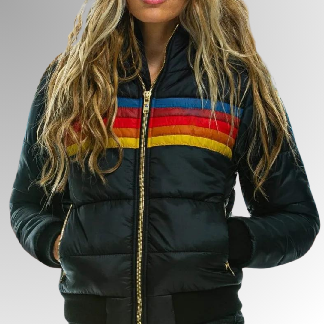 Chloe - Zip Up Jacket With Rainbow Stripes — view 4