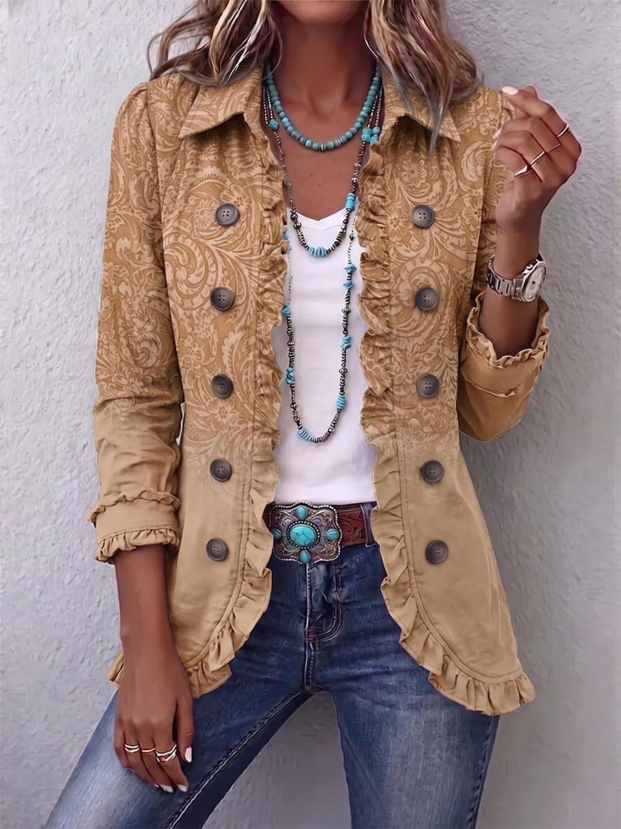 Chloe - Ruffled coat with a western design — view 1