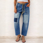 Chloe - Patchwork Drawstring Jeans — view 1