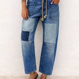 Chloe - Patchwork Drawstring Jeans — view 2