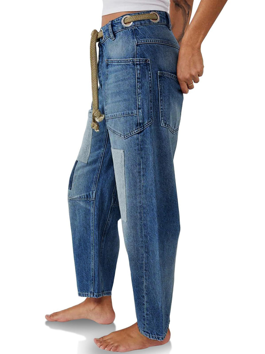Chloe - Patchwork Drawstring Jeans — view 3