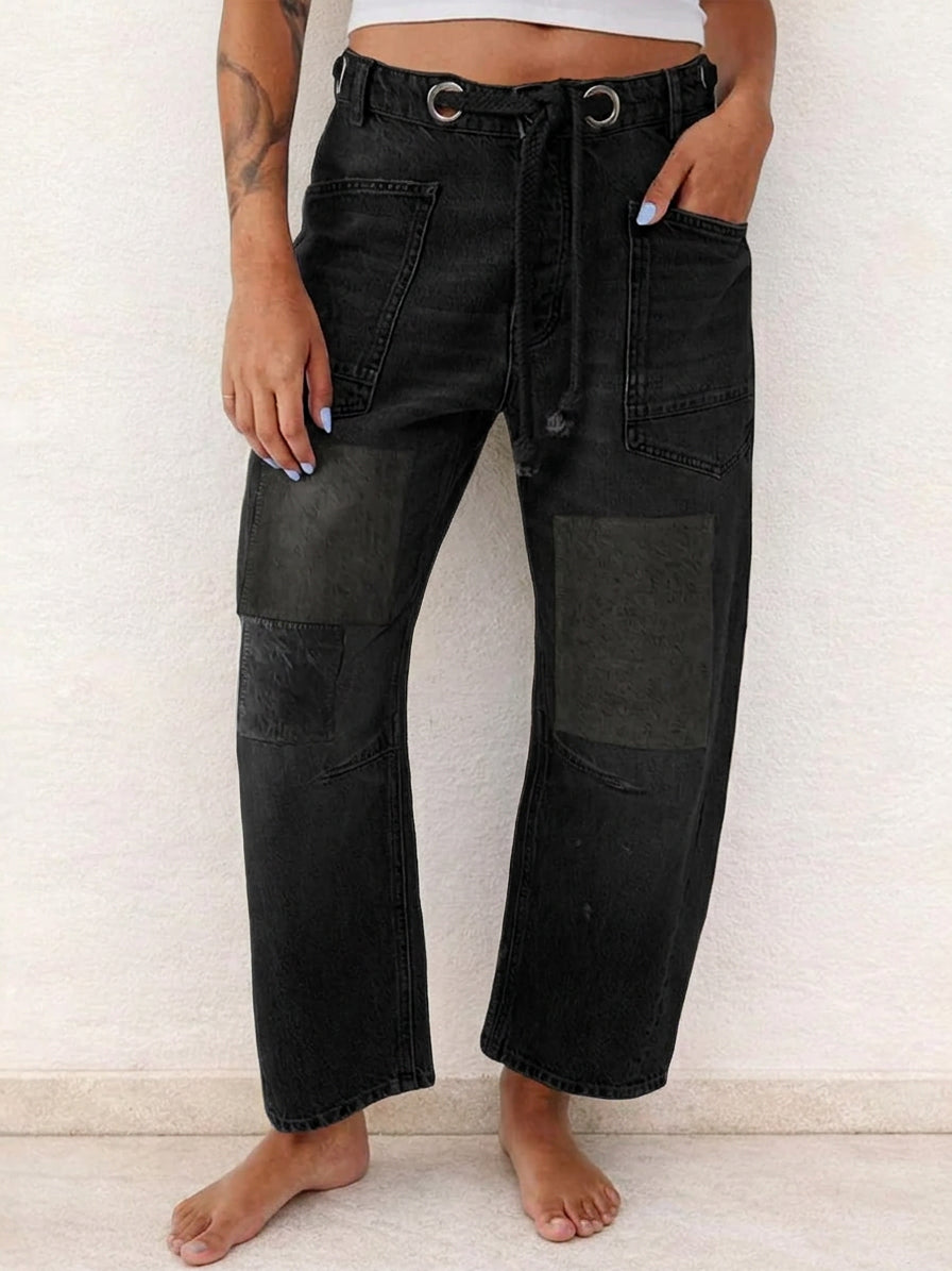 Chloe - Patchwork Drawstring Jeans — view 5