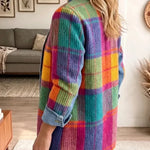 Chloe - Retro Plaid Patchwork Denim Jacket — view 2