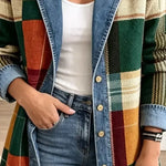 Claire - retro check denim jacket with art print — view 3