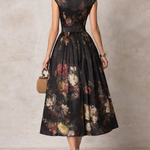 Courtney - Floral Keyhole Pleated Midi Dress — view 3