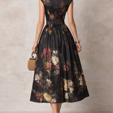 Courtney - Floral Keyhole Pleated Midi Dress — view 3