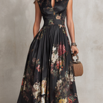Courtney - Floral Keyhole Pleated Midi Dress — view 4