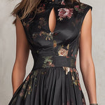 Courtney - Floral Keyhole Pleated Midi Dress — view 5