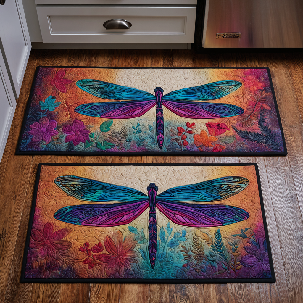 Anti-slip kitchen mat - Golden Dragonfly — view 1