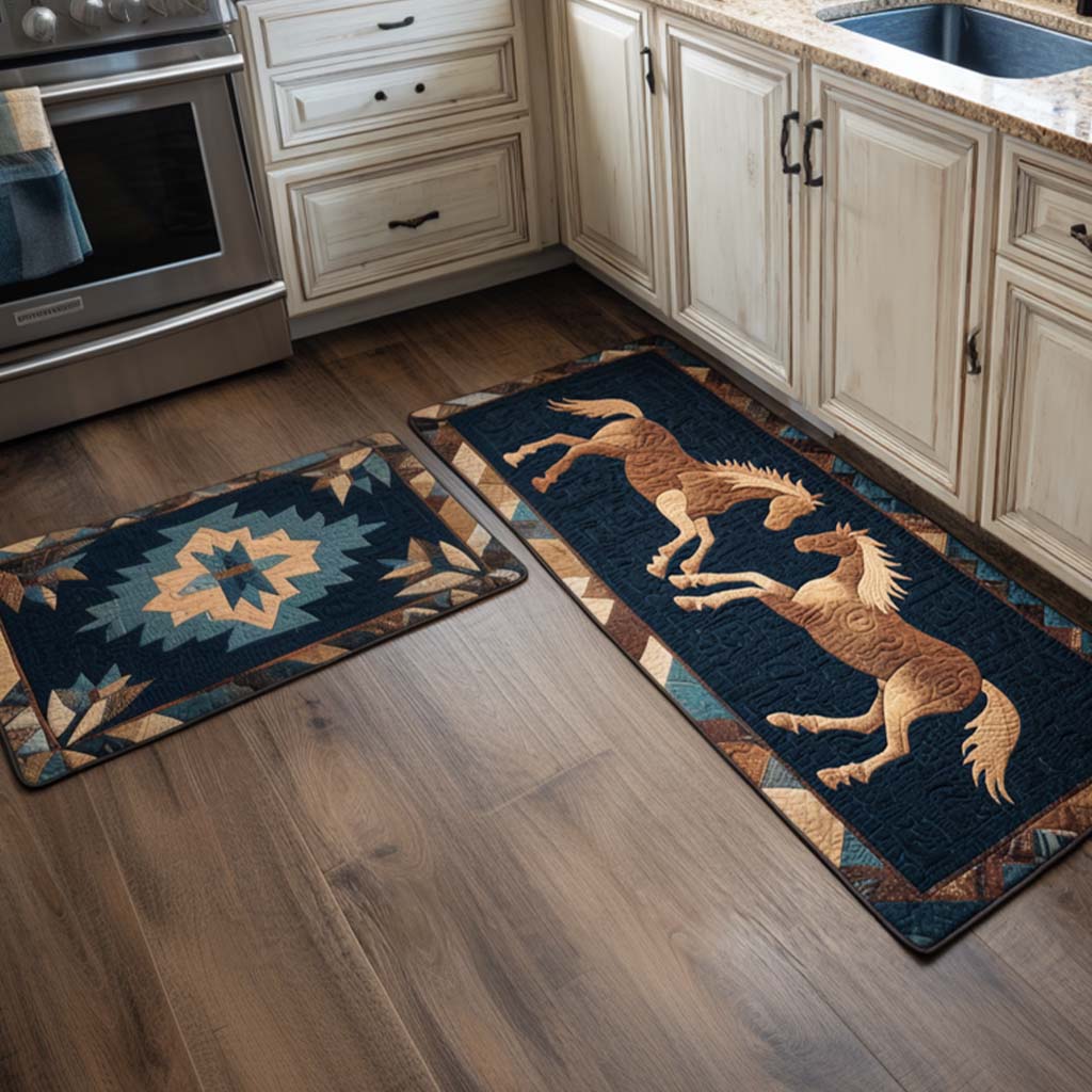 Non-slip kitchen mat - Bewegenden horses — view 1