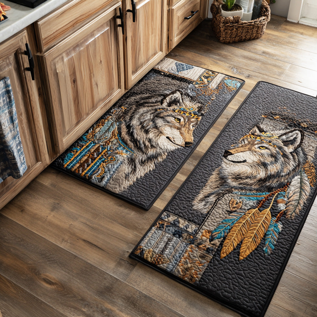 Anti-slip kitchen rug - Wolf and moon — view 1