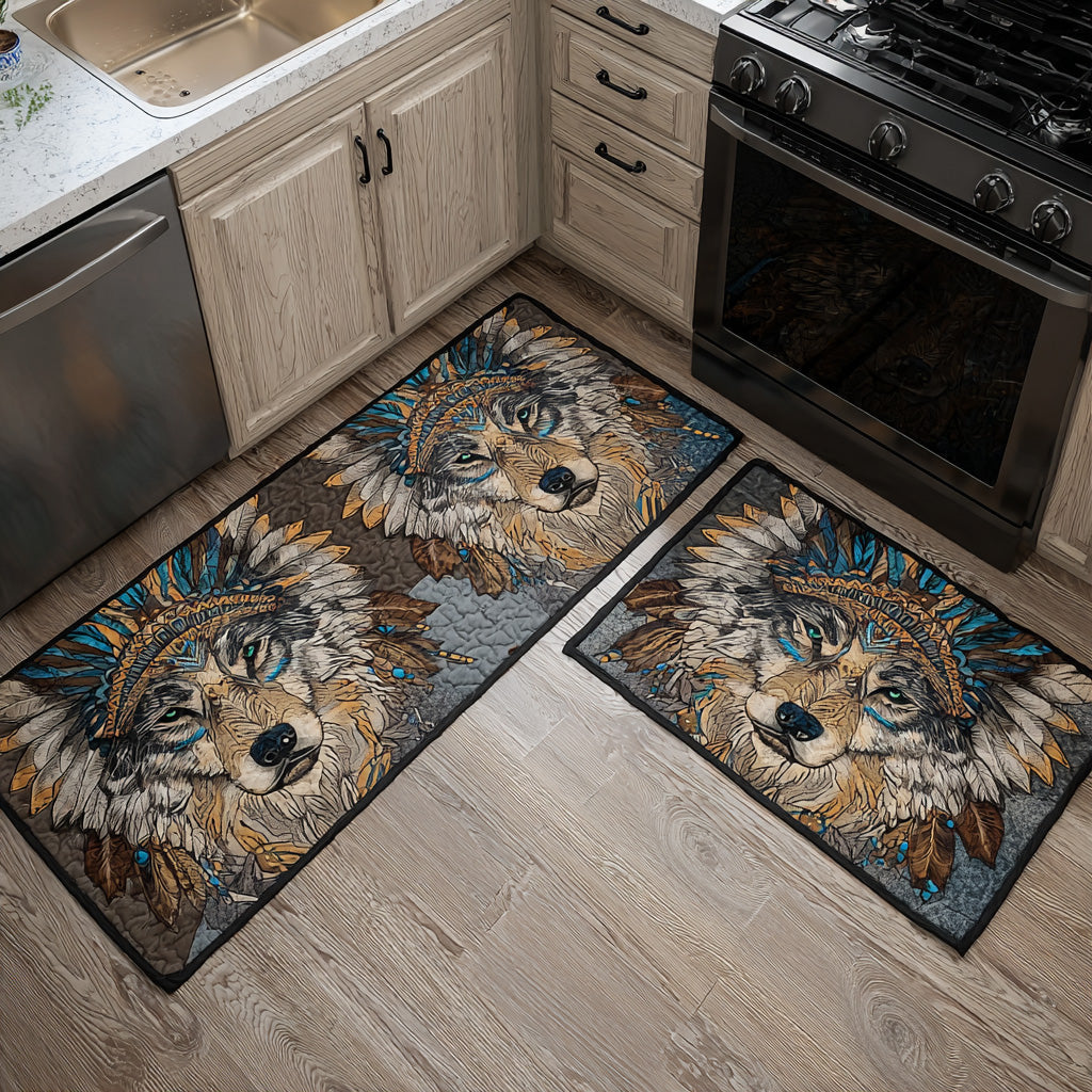Anti-slip kitchen rug - Wolf and nature trail — view 1
