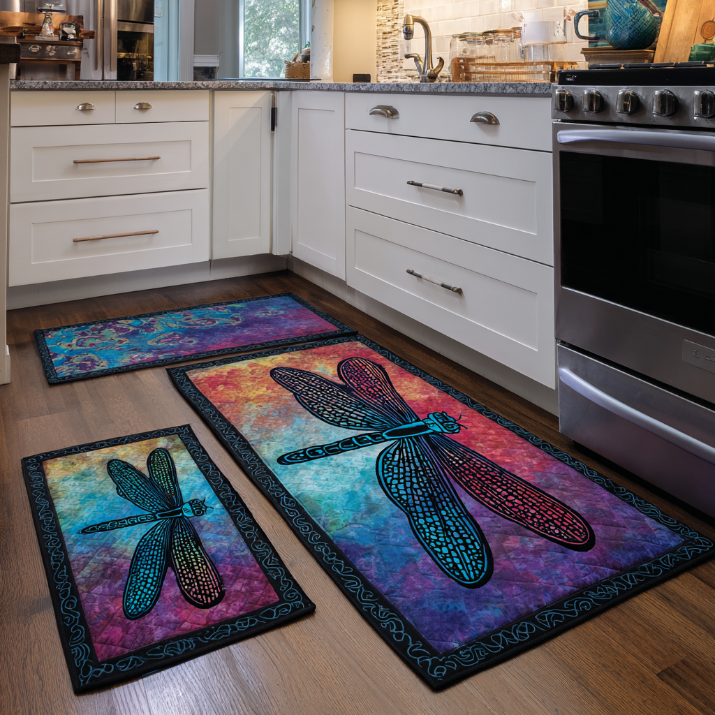 Non-slip kitchen mat - Glowing dragonfly — view 1