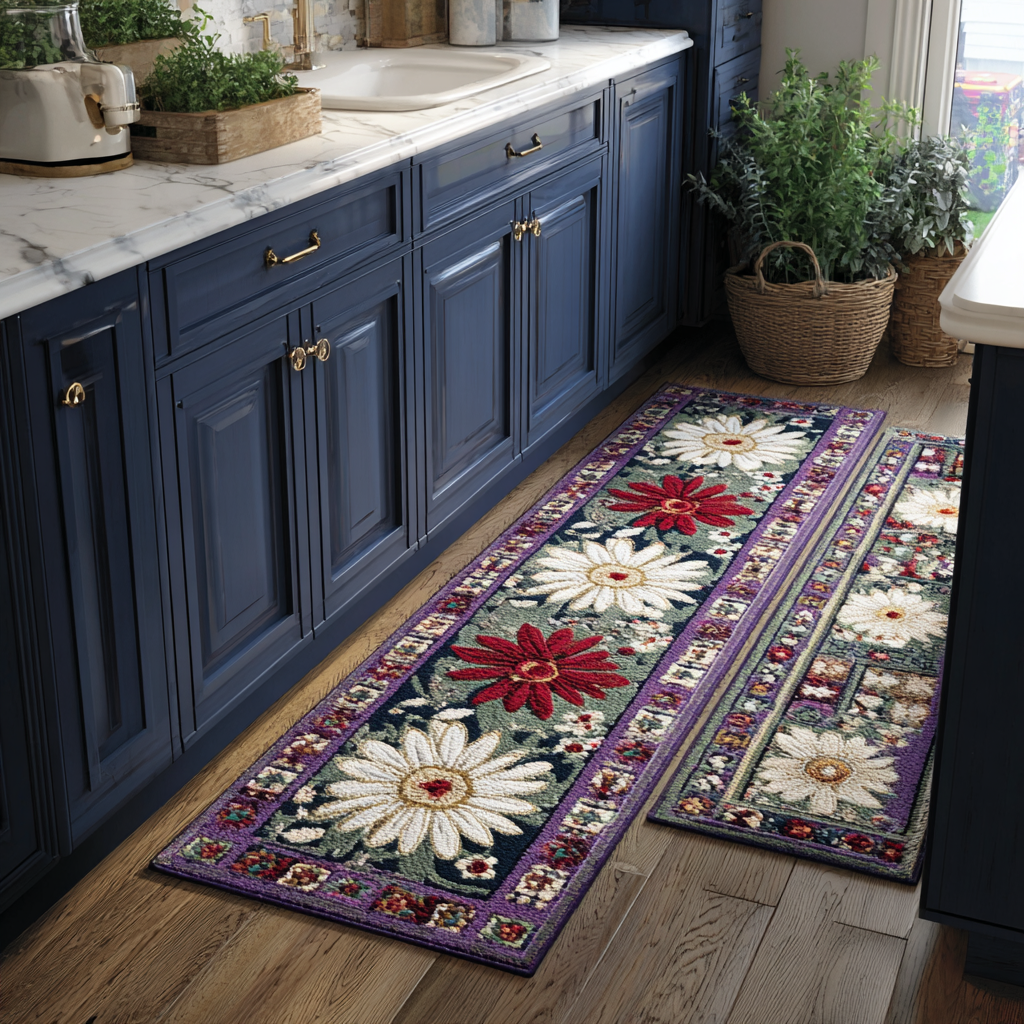 Anti-slip kitchen mat - Delicate flowers — view 1