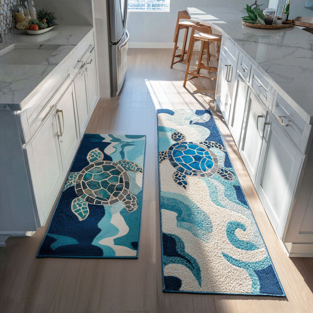 Non-slip kitchen mat - Seashells beach — view 1