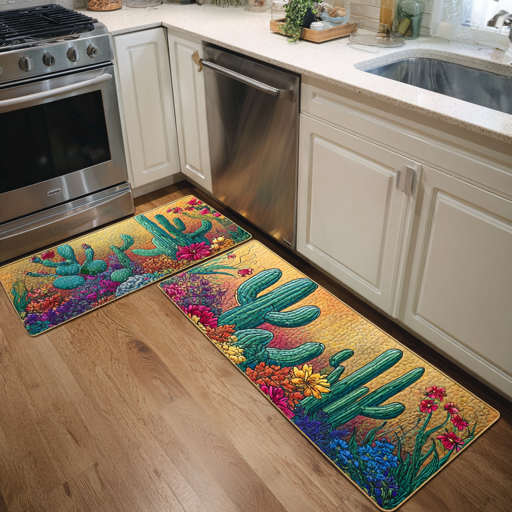 Non-slip kitchen mat - Cactus sunset — view 1