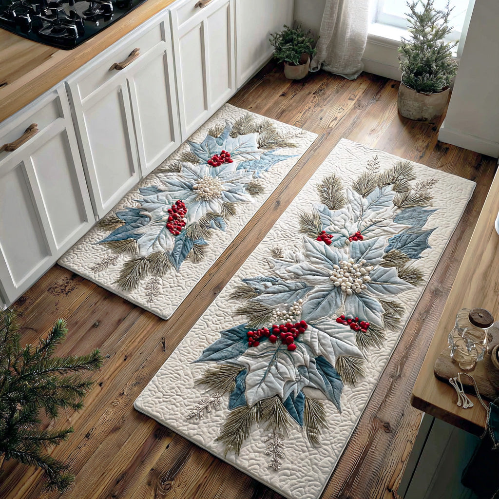 Non-slip kitchen mat - Christmas poinsettia — view 1