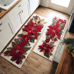 Non-slip kitchen mat - Christmas scarlet poinsettia — view 1