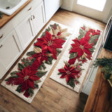 Non-slip kitchen mat - Christmas scarlet poinsettia — view 1
