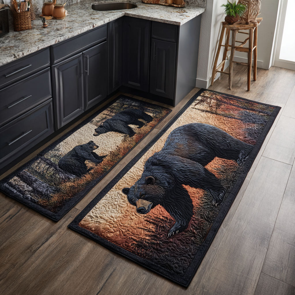 Anti-slip kitchen rug - Bear and nature landscape — view 1