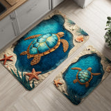 Anti-slip kitchen mat - Flowers and sea — view 1