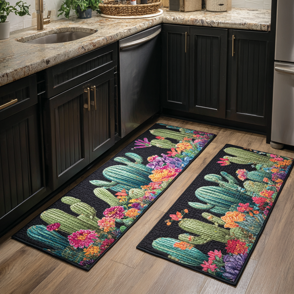 Anti-Slip Kitchen Mat - Blooming Cacti — view 1