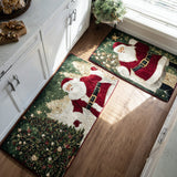 Anti-slip kitchen mat - Christmas gold Santa Claus — view 1