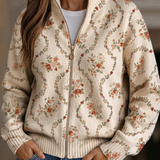 Danielle - cream colored cardigan with a delicate floral print — view 1