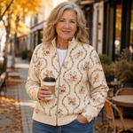 Danielle - cream colored cardigan with a delicate floral print — view 2