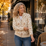 Danielle - cream colored cardigan with a delicate floral print — view 3