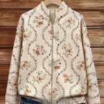 Danielle - cream colored cardigan with a delicate floral print — view 4