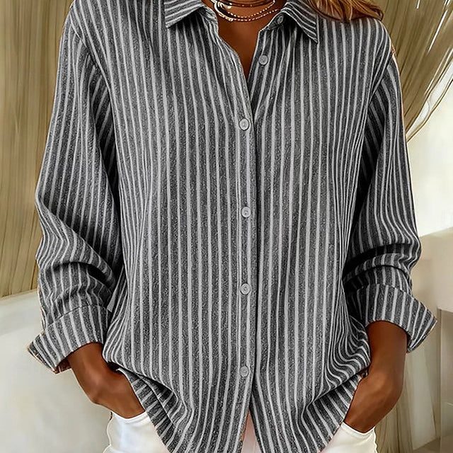 Deborah - Striped Button Front Shirt — view 4