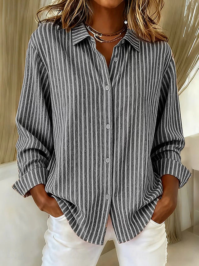 Deborah - Striped Button Front Shirt — view 4