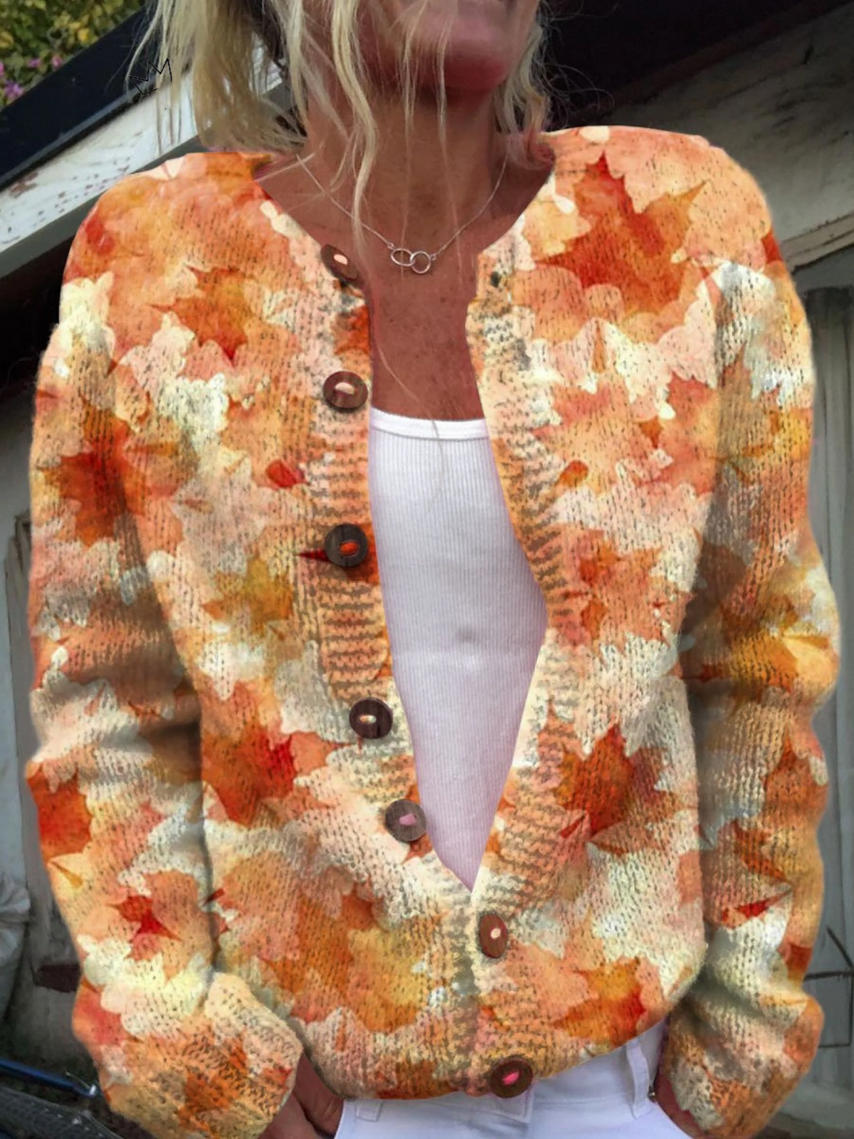 Delaney - Retro Knit Cardigan Sweater — view 1