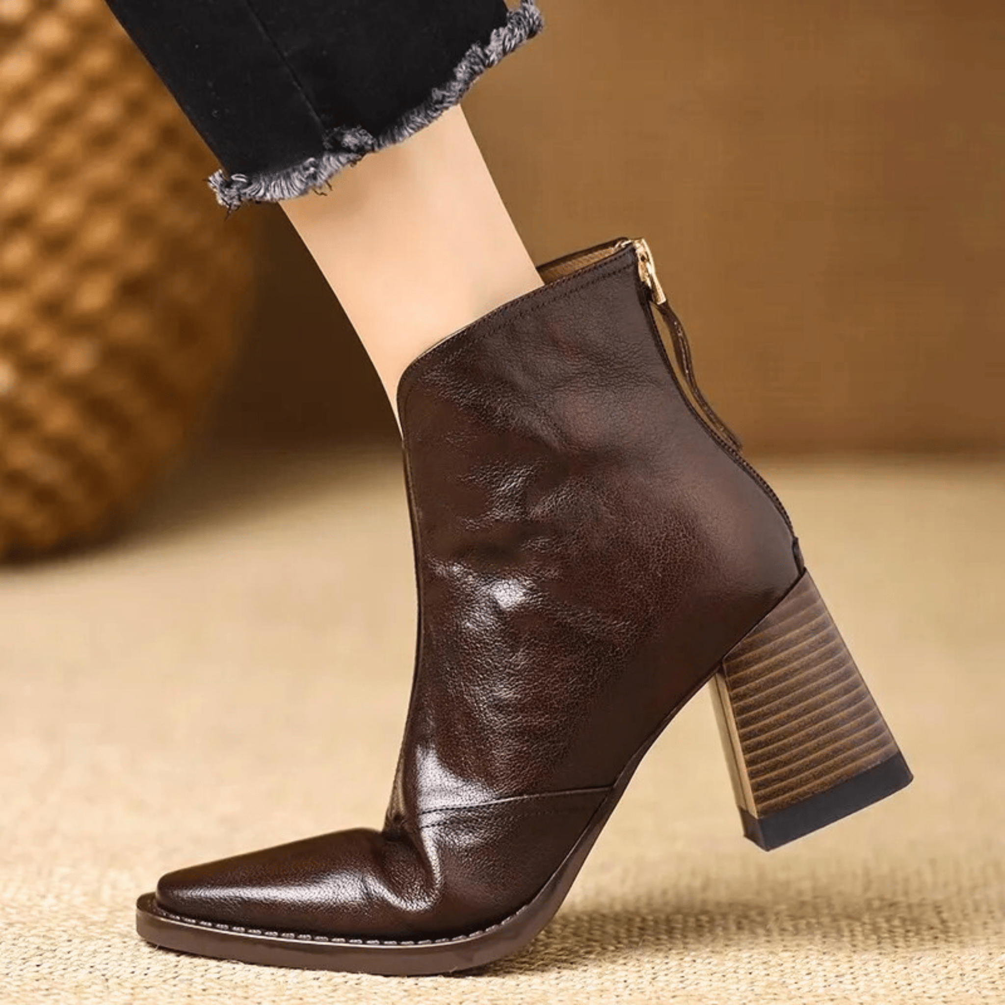 Delia - luxury mid heel ankle boot — view 9