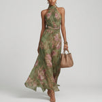 Diana - Long Floral Neck Strap Dress — view 1