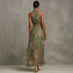 Diana - Long Floral Neck Strap Dress — view 3