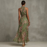 Diana - Long Floral Neck Strap Dress — view 3