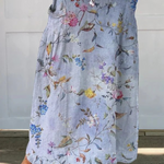 Elegant canvas skirt with pockets, retro blue pattern — view 2