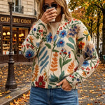 Elise - botanical garden floral zip-up cardigan — view 3