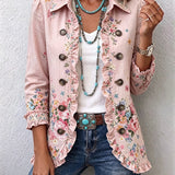 Ella - Floral Ruffled Button Front Jacket — view 1