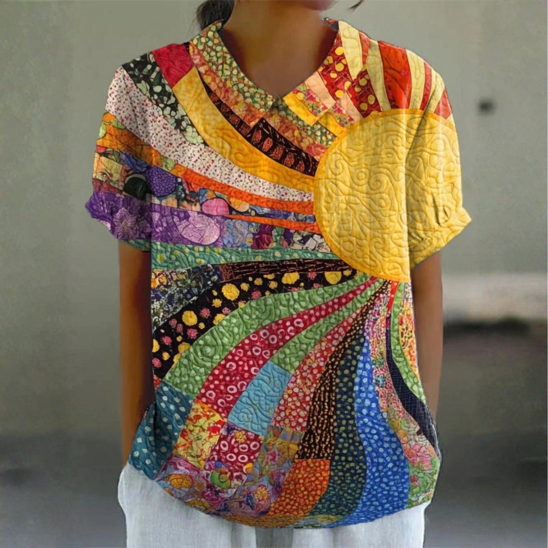 Ellie - sunburst blouse with quilting pattern — view 1