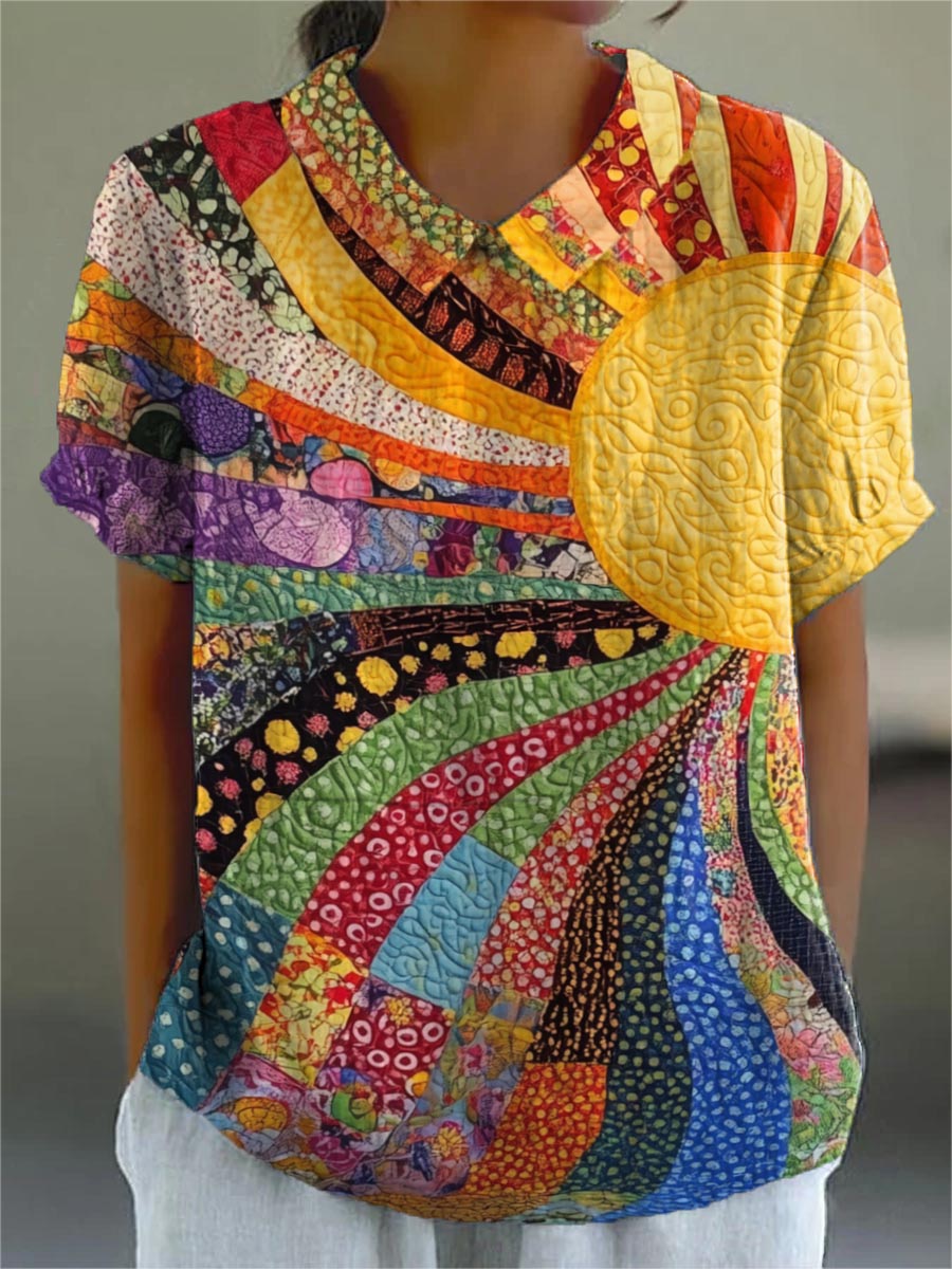 Ellie - sunburst blouse with quilting pattern — view 2