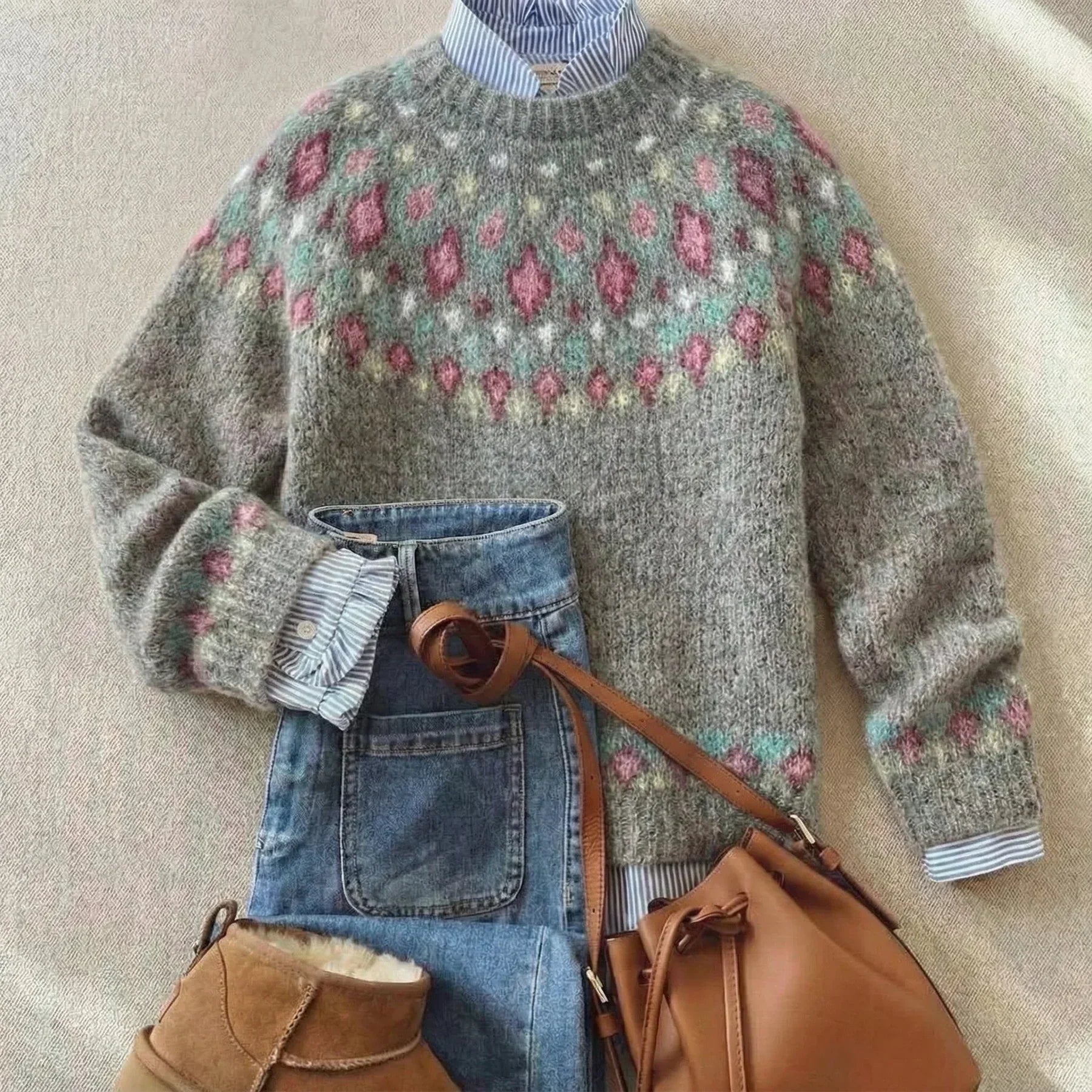 Emma - elegant retro knitted sweater — view 1