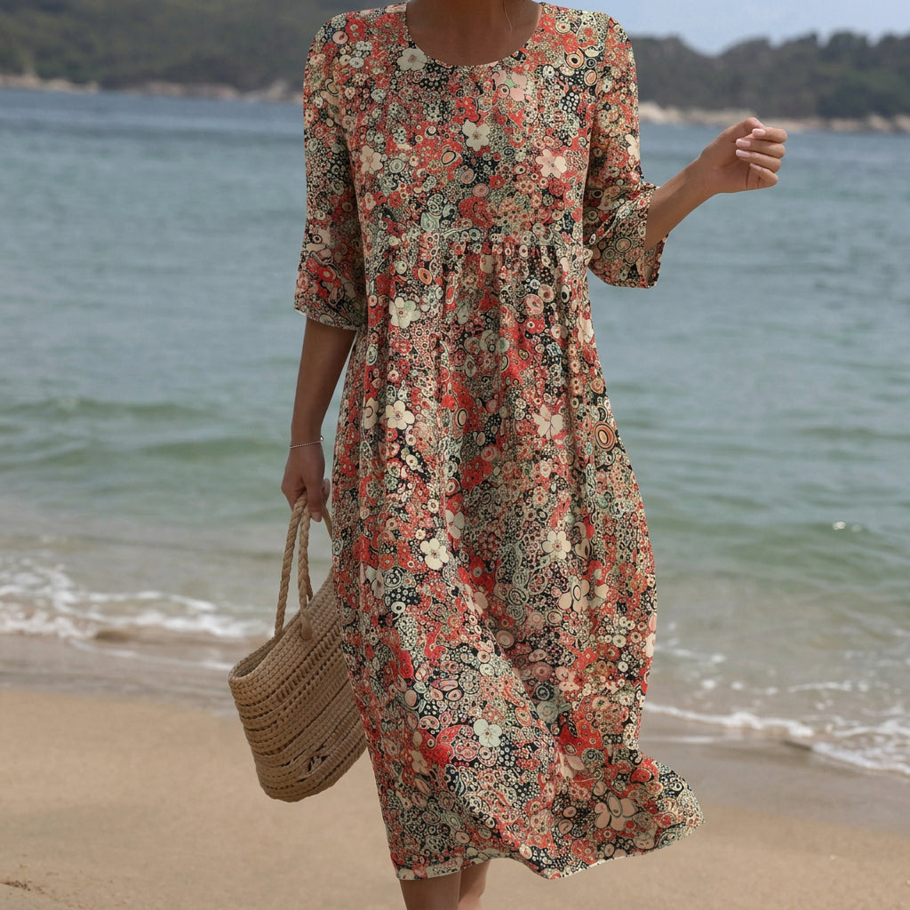 Emma - round neck maxi dress with pattern — view 1