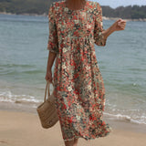 Emma - round neck maxi dress with pattern — view 1