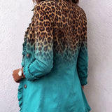 Emma - Leopard Gradient Ruched Blazer Jacket — view 4
